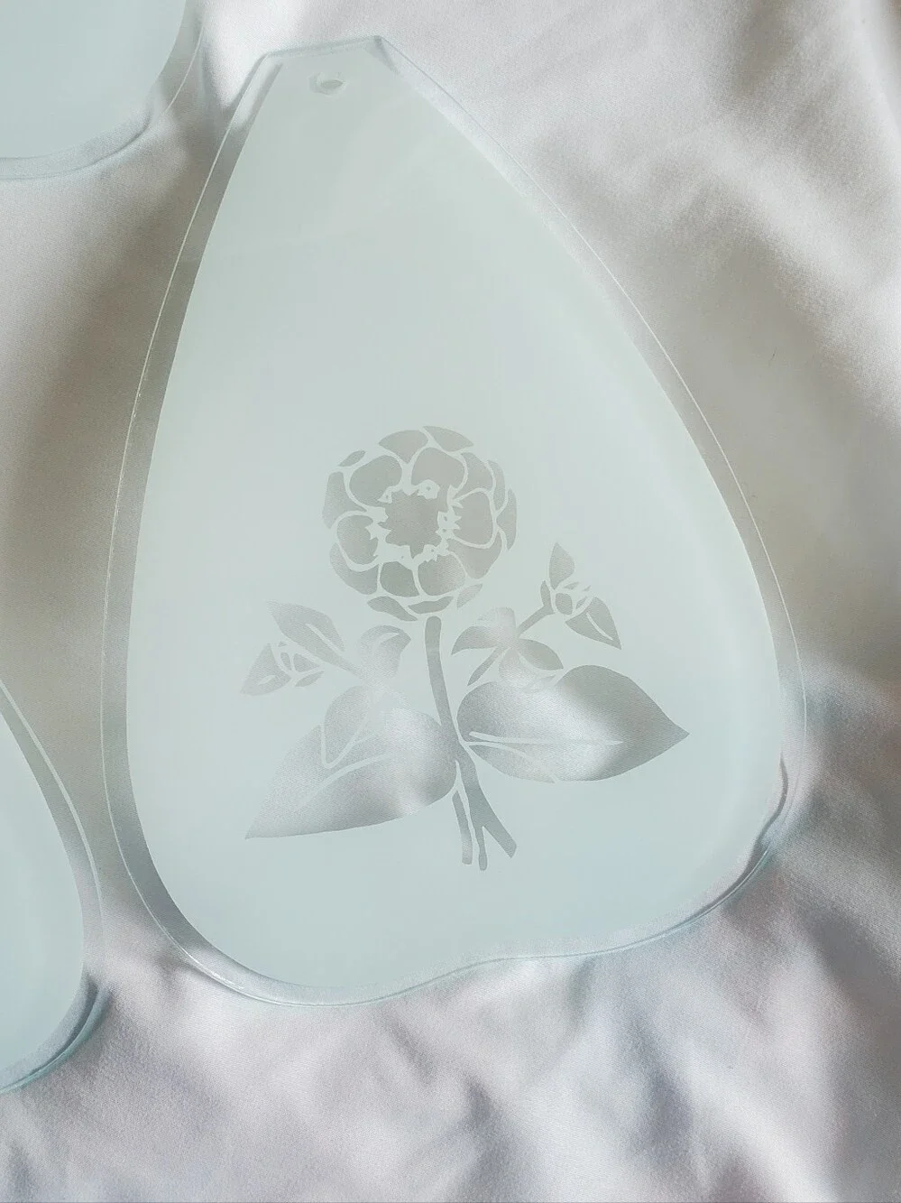 Frosted Glass Floral Vtg Lampshade  Replacement Panels Rose Sunflower, Set Of 6